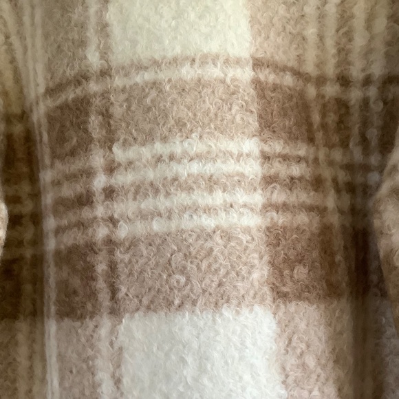 Sonia & Kyo Pauline Plaid Jacket with Knit Sleeves Cream SZ L - Picture 14 of 15